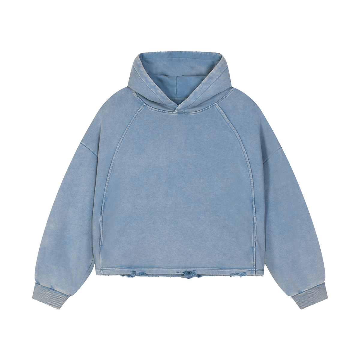 Vintage Washed Frayed-Hem Hoodie