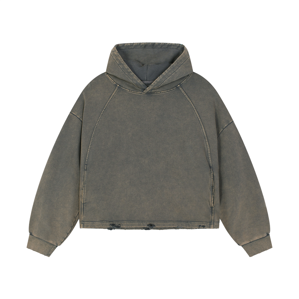 Vintage Washed Frayed-Hem Hoodie