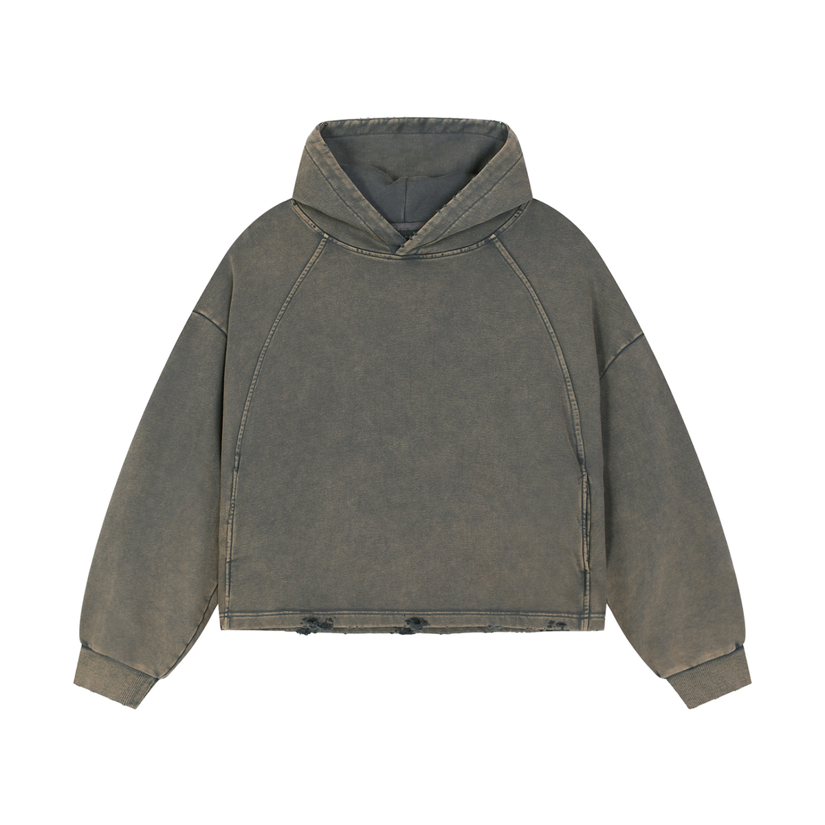 Vintage Washed Frayed-Hem Hoodie