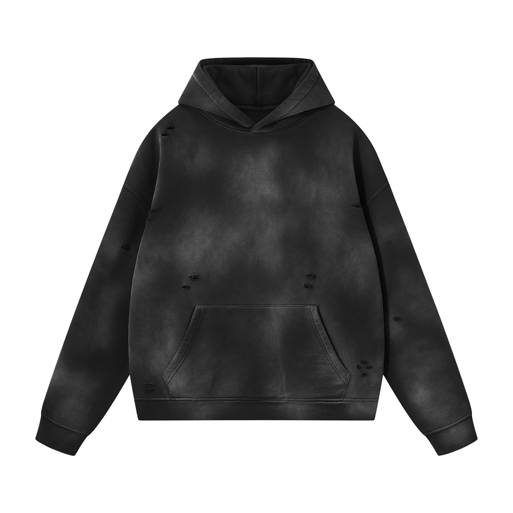 Unisex Sunfade Frayed Fleece Hoodie