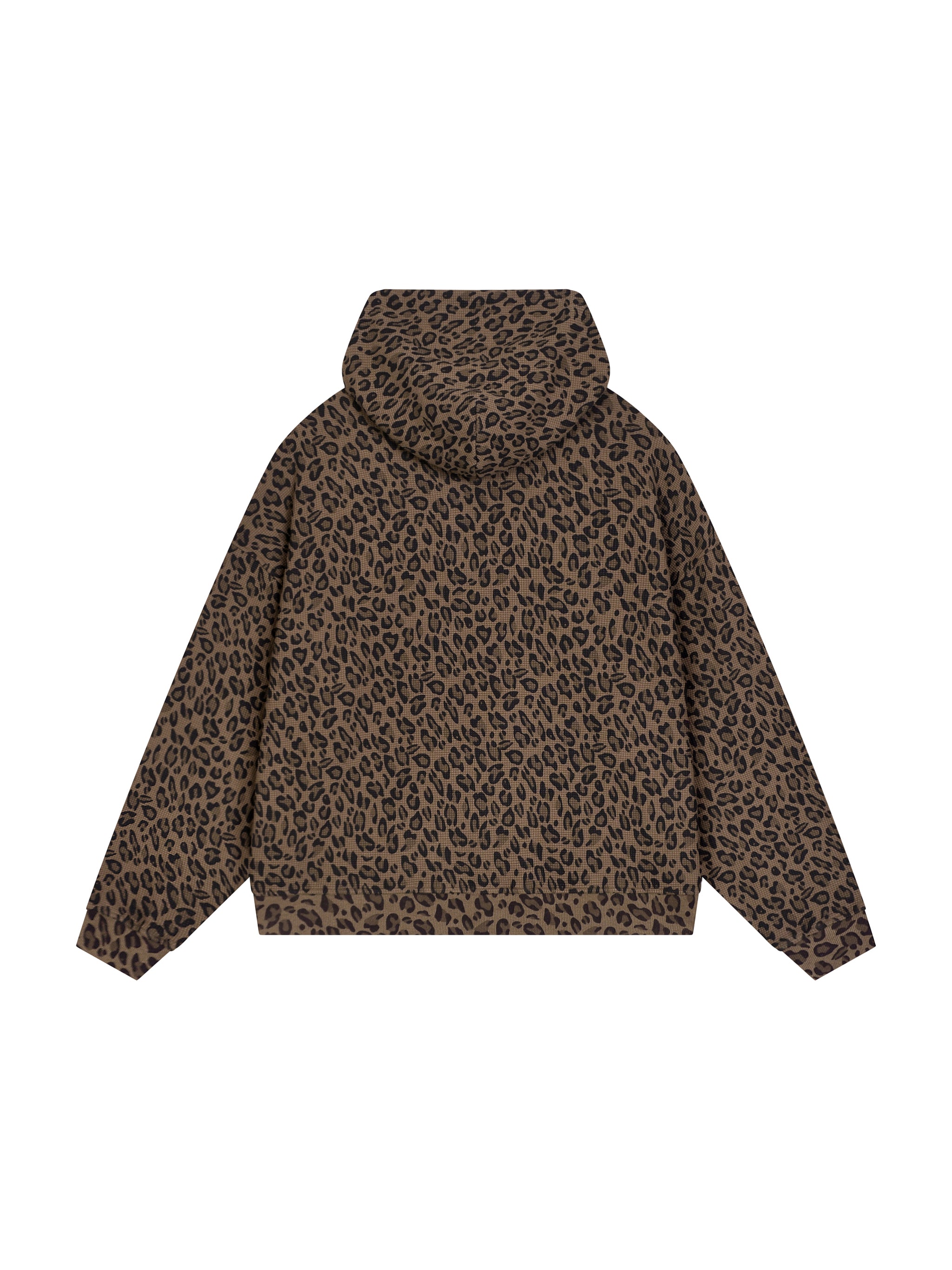 Unisex Leopard Print Waffle Full Zip Hoodie