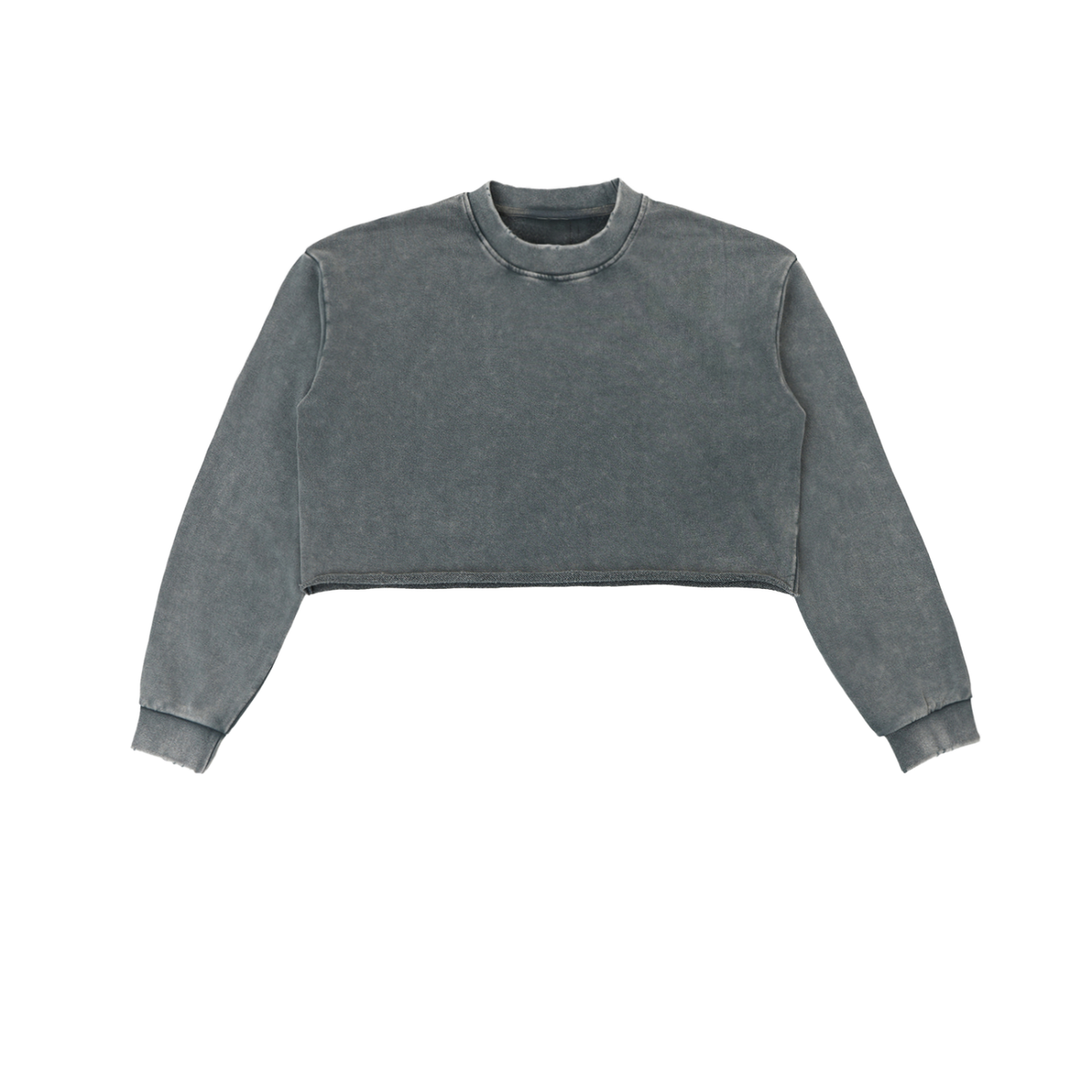Snow Washed Raw Edge Cropped Sweatshirt
