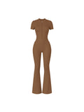 Women’s Tight Flared Leg Quarter-Zip Jumpsuit