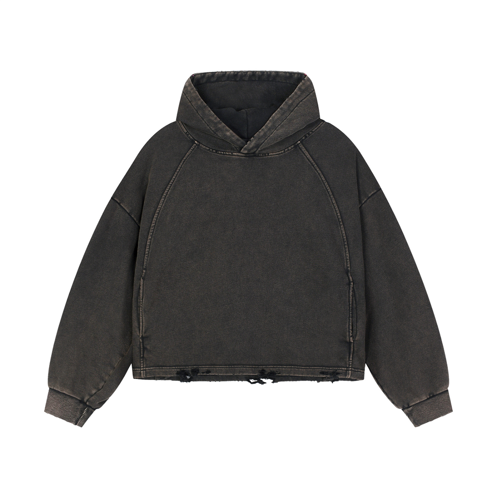 Vintage Washed Frayed-Hem Hoodie
