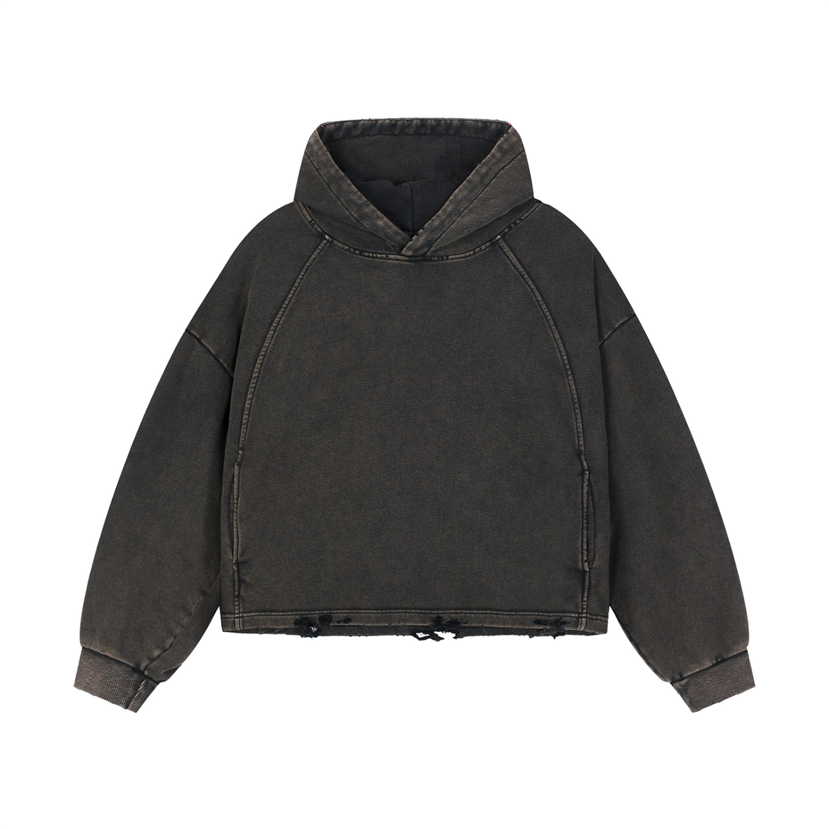 Vintage Washed Frayed-Hem Hoodie