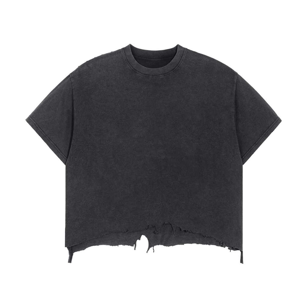 Vintage Wash Boxy Distressed Hem T-Shirt