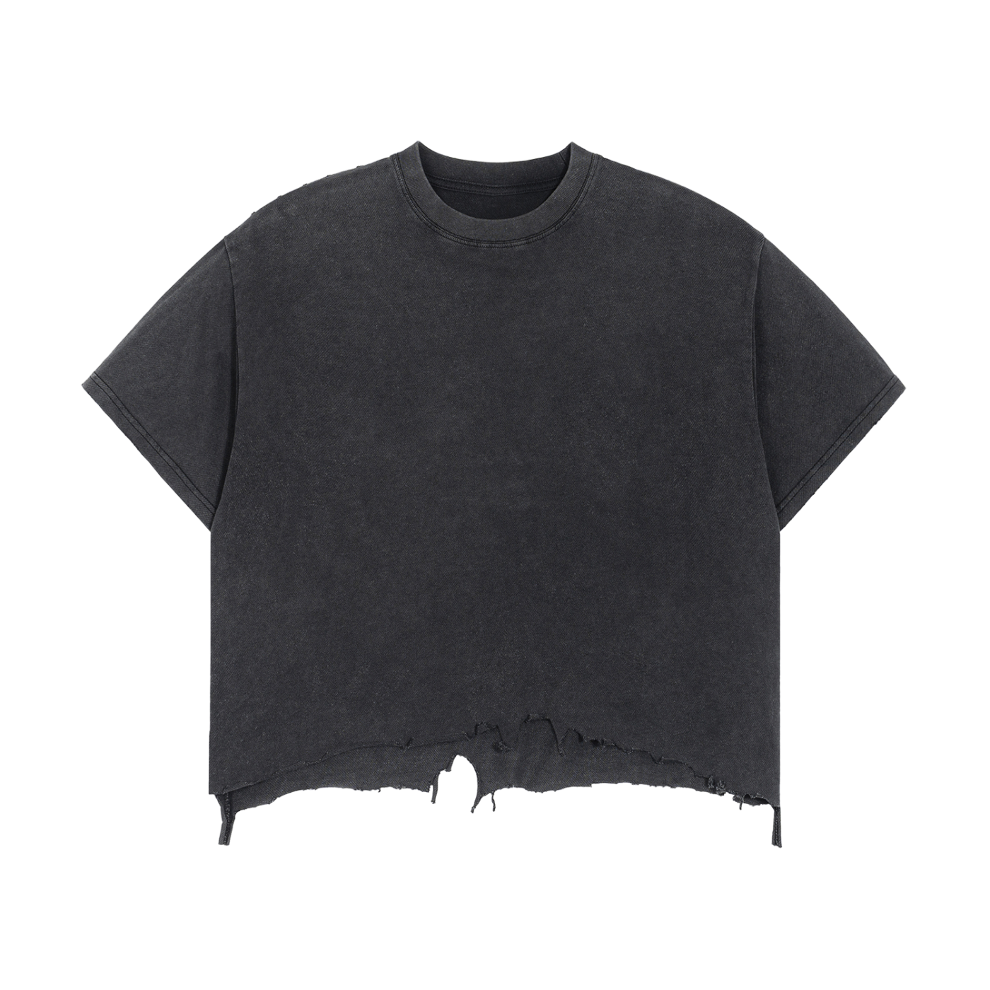 Vintage Wash Boxy Distressed Hem T-Shirt