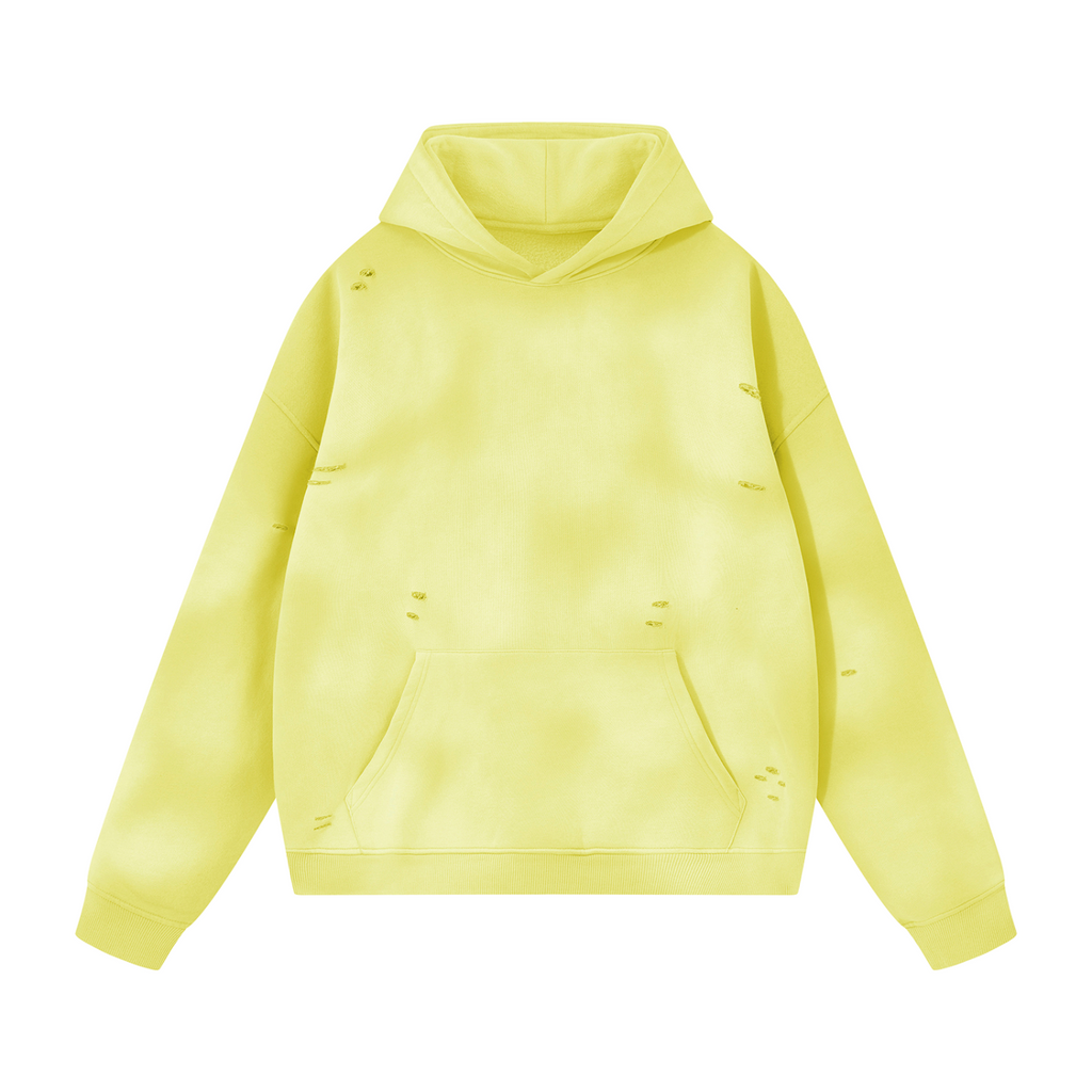 Unisex Sunfade Frayed Fleece Hoodie