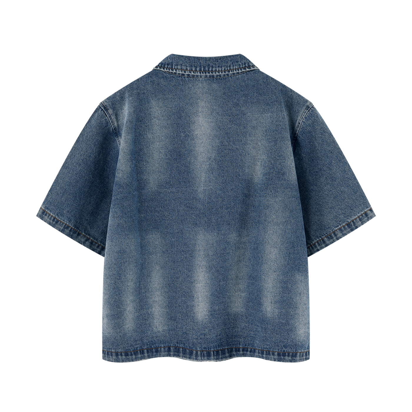 Unisex Vintage Washed Full-Zip Denim Shirt