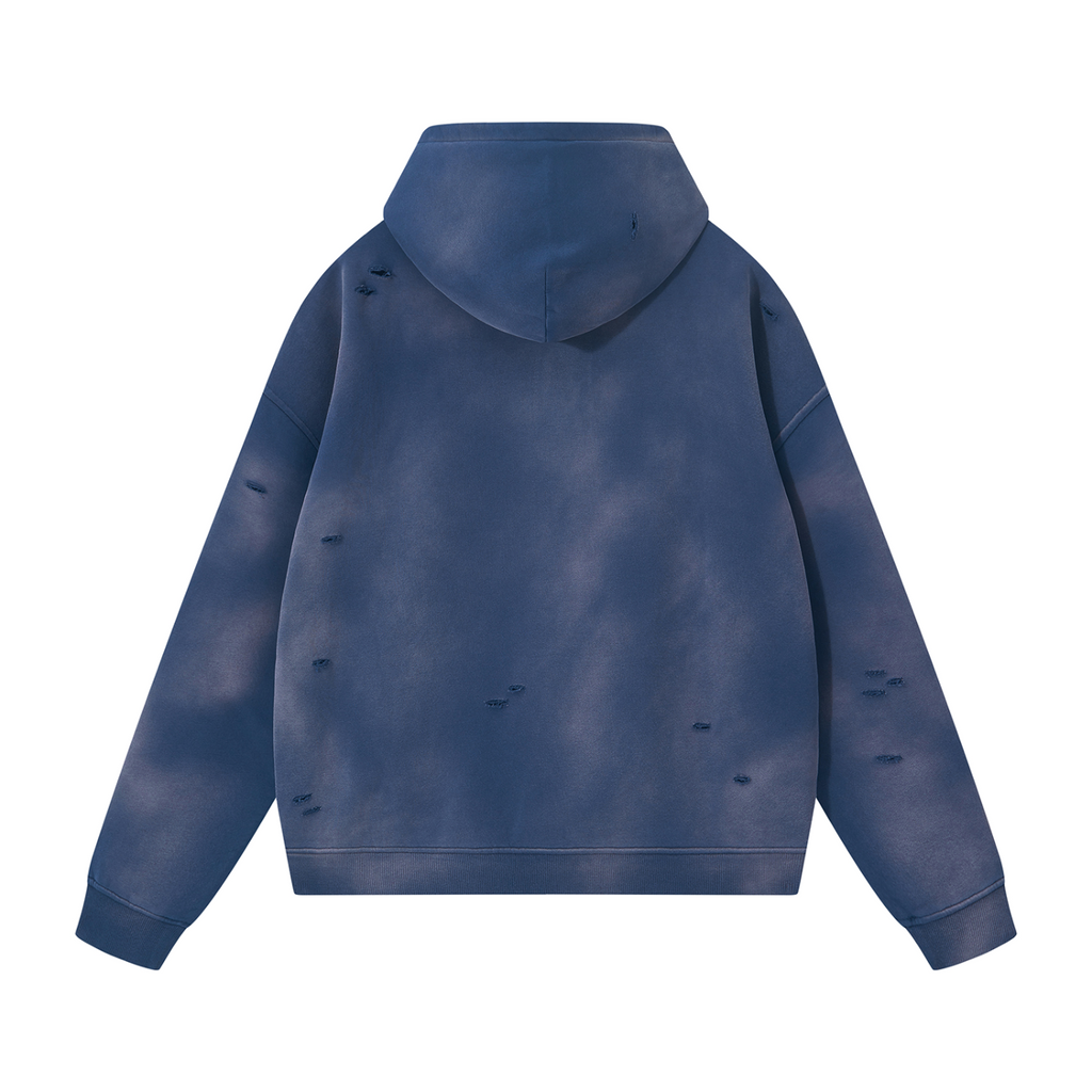 Unisex Sunfade Frayed Fleece Hoodie