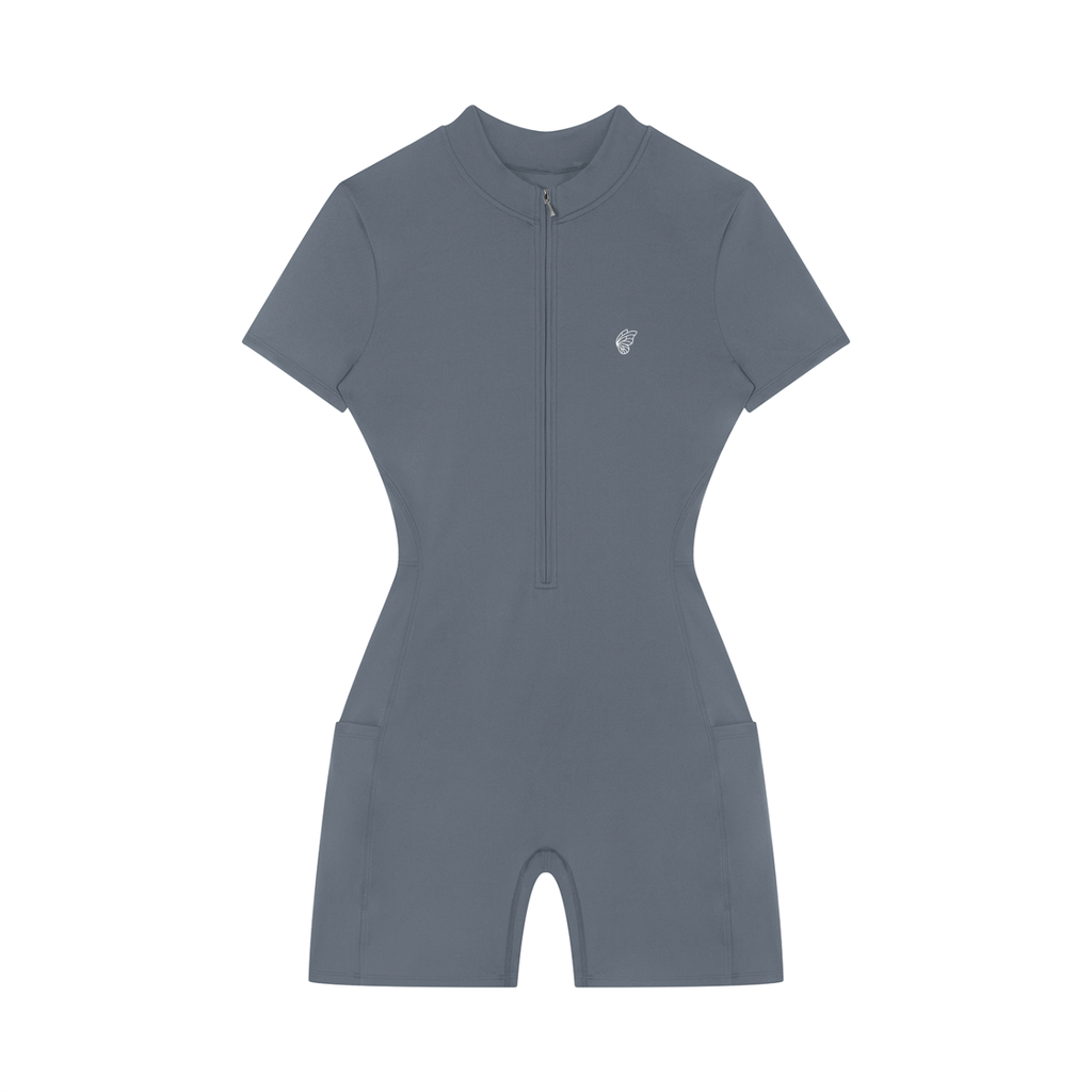 Women's Quarter-Zip Short Sleeve Romper