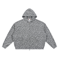 Unisex Leopard Print Waffle Full Zip Hoodie