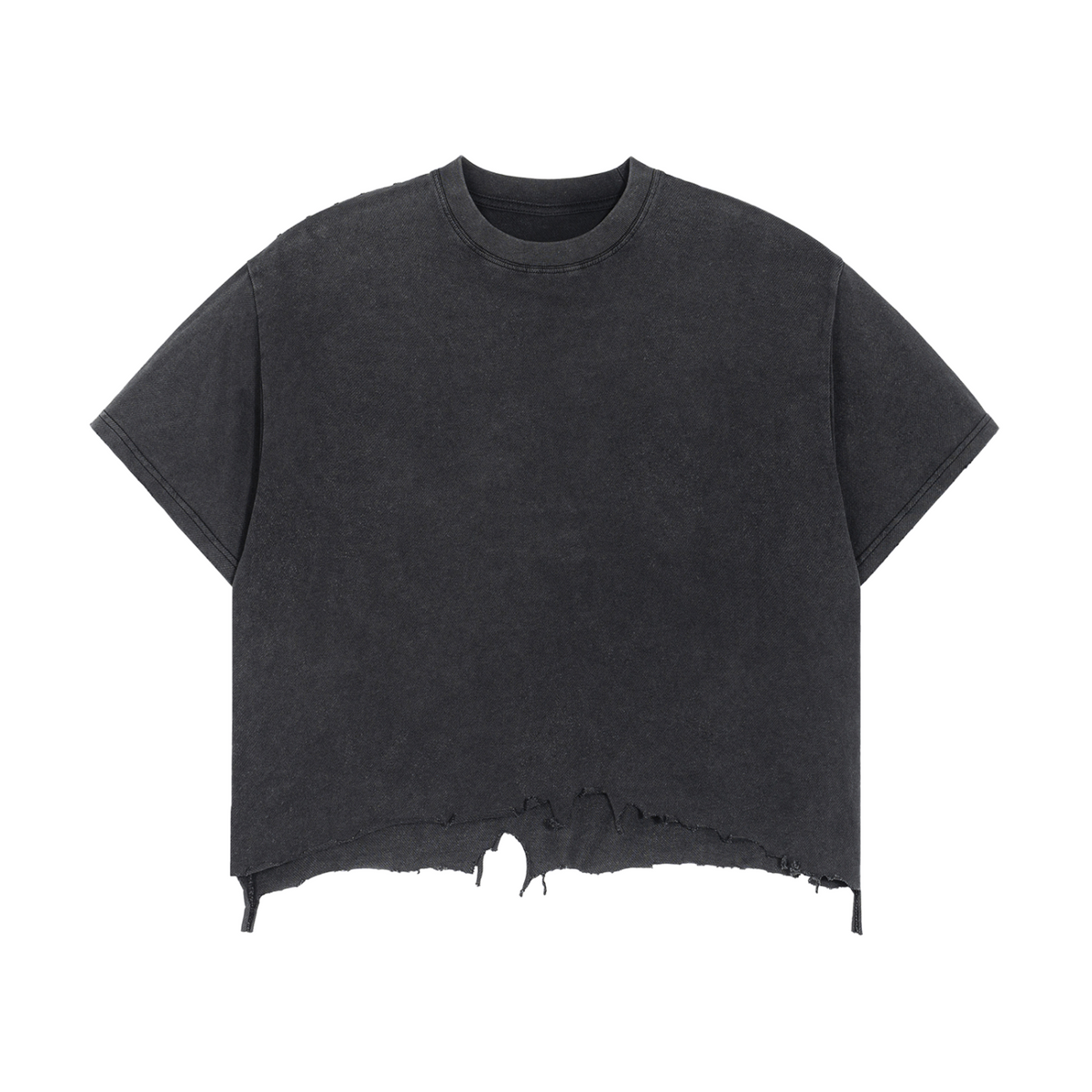 Vintage Wash Boxy Distressed Hem T-Shirt