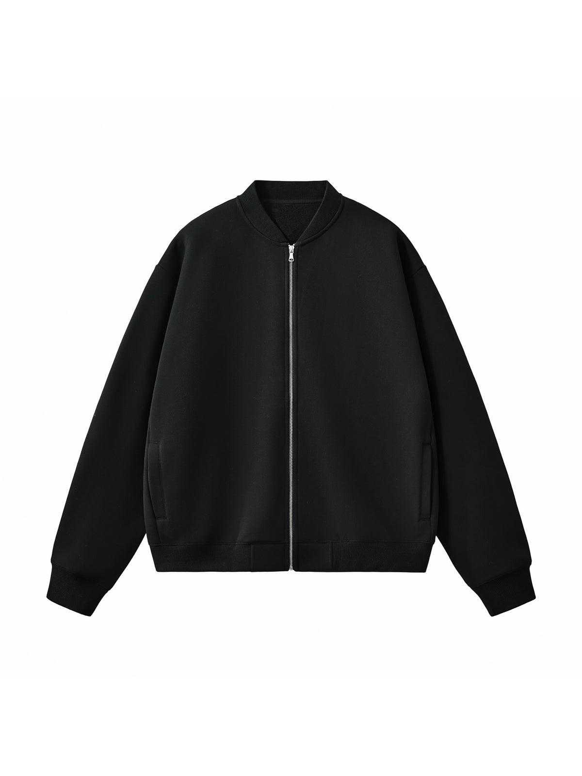 Essential Zip-Up Fleeced Varsity Jacket