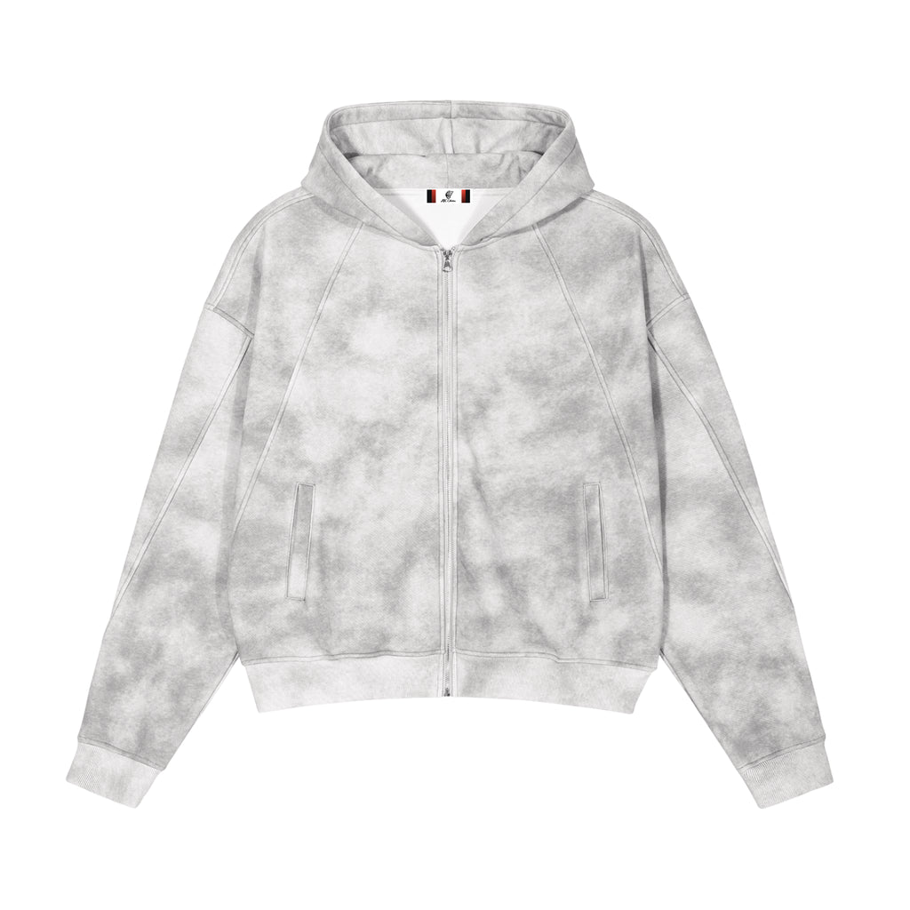 Dirty Washed Zip-Up Fleece Hoodie