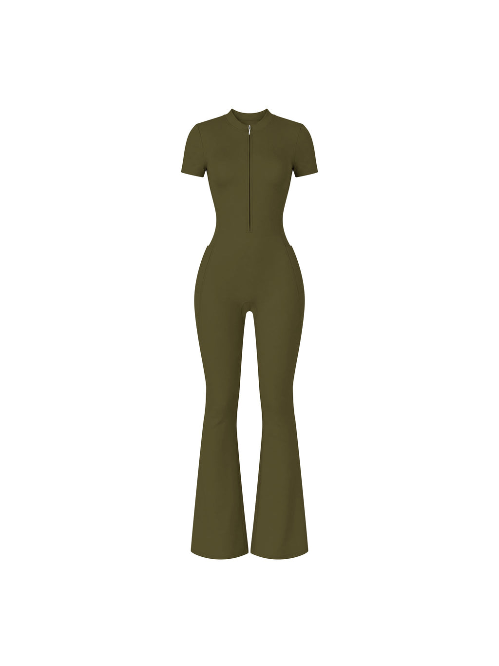 Women’s Tight Flared Leg Quarter-Zip Jumpsuit