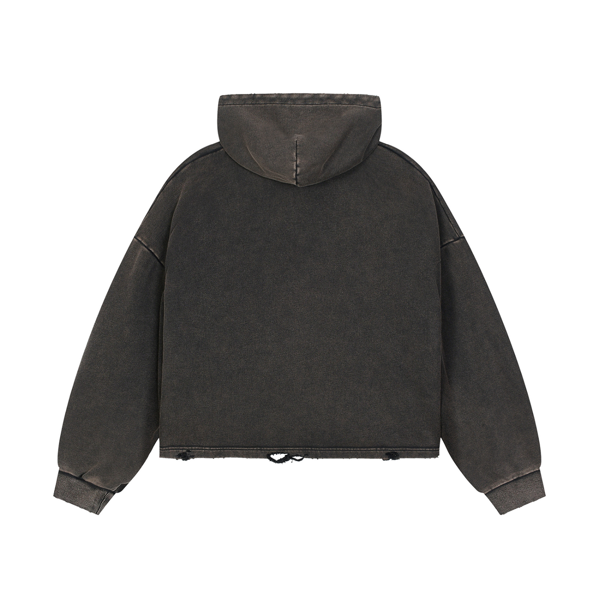 Vintage Washed Frayed-Hem Hoodie
