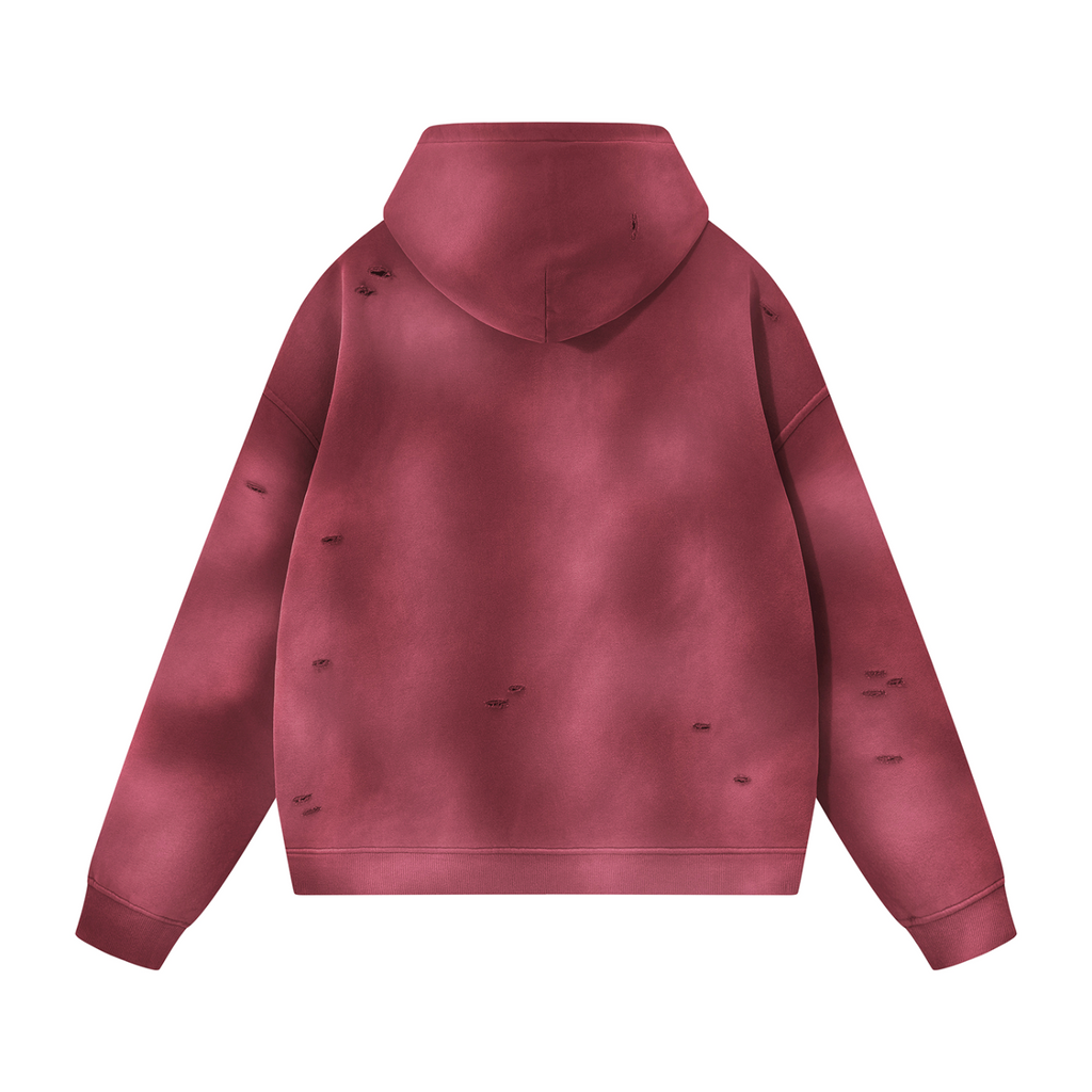 Unisex Sunfade Frayed Fleece Hoodie