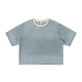 Unisex Vintage Wash Boxy Raw Hem Denim T-Shirt