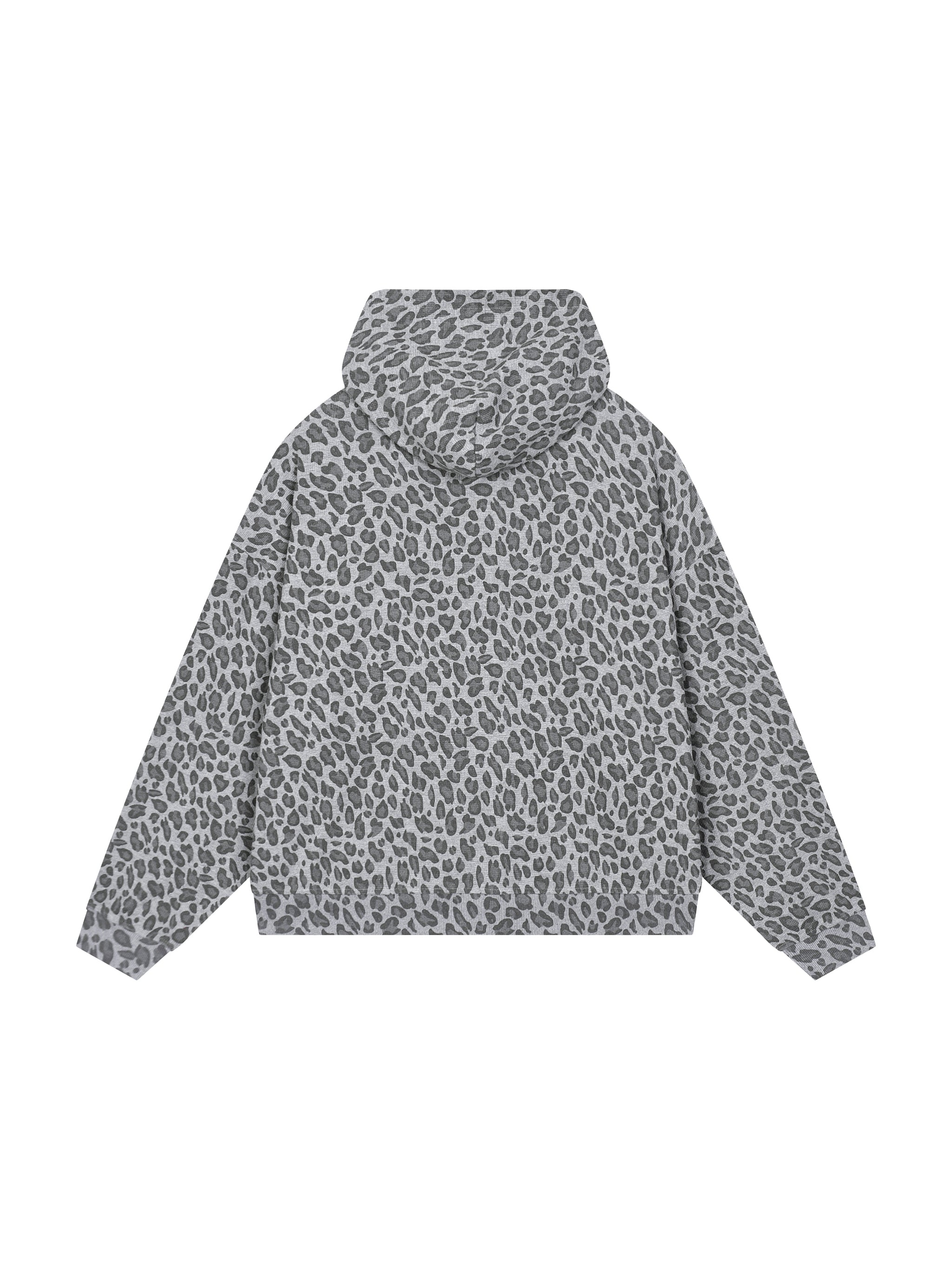 Unisex Leopard Print Waffle Full Zip Hoodie