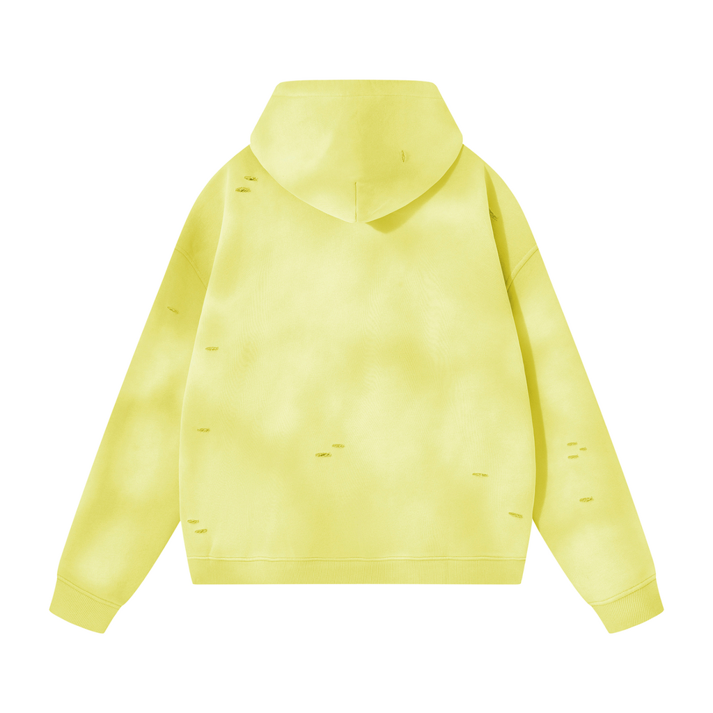 Unisex Sunfade Frayed Fleece Hoodie