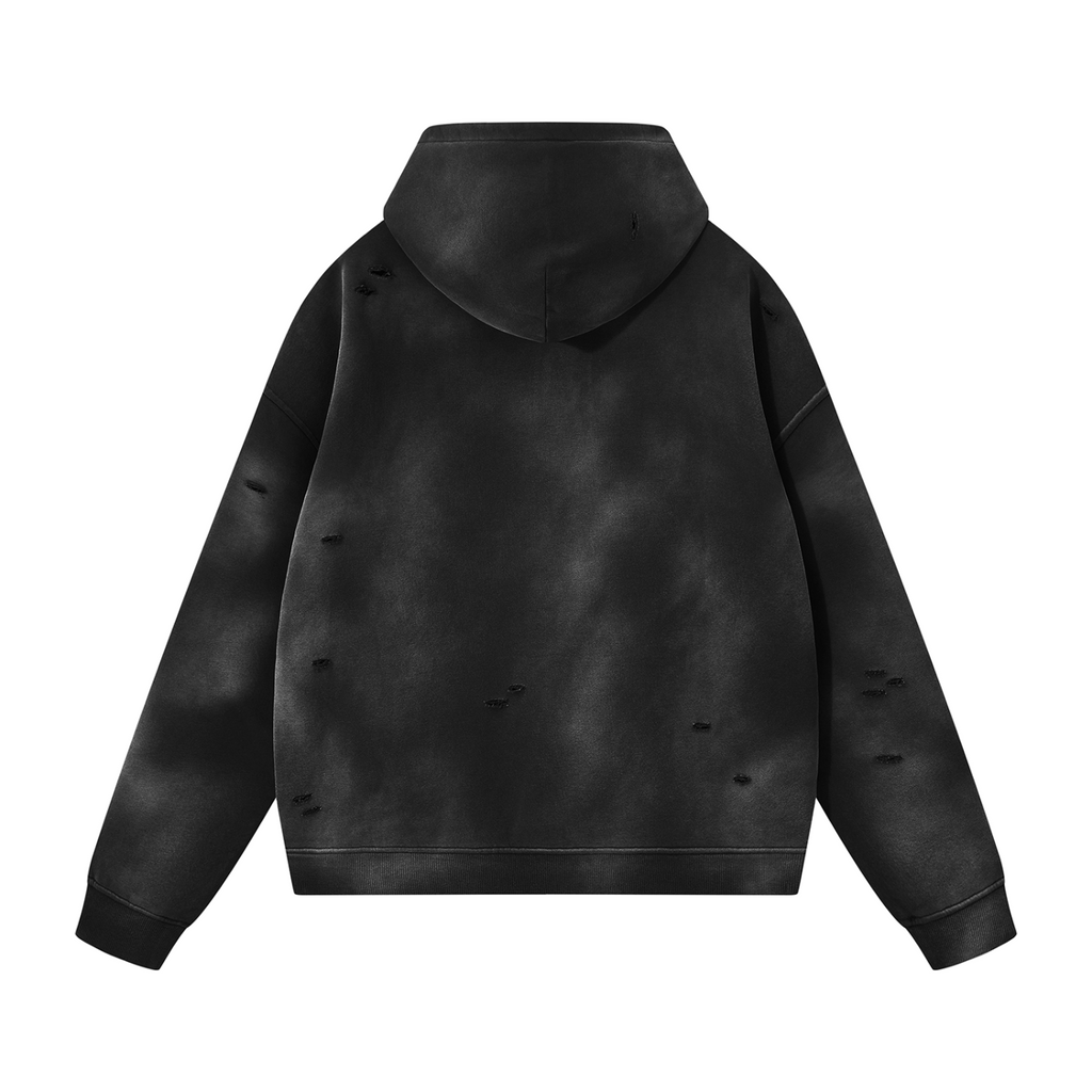 Unisex Sunfade Frayed Fleece Hoodie
