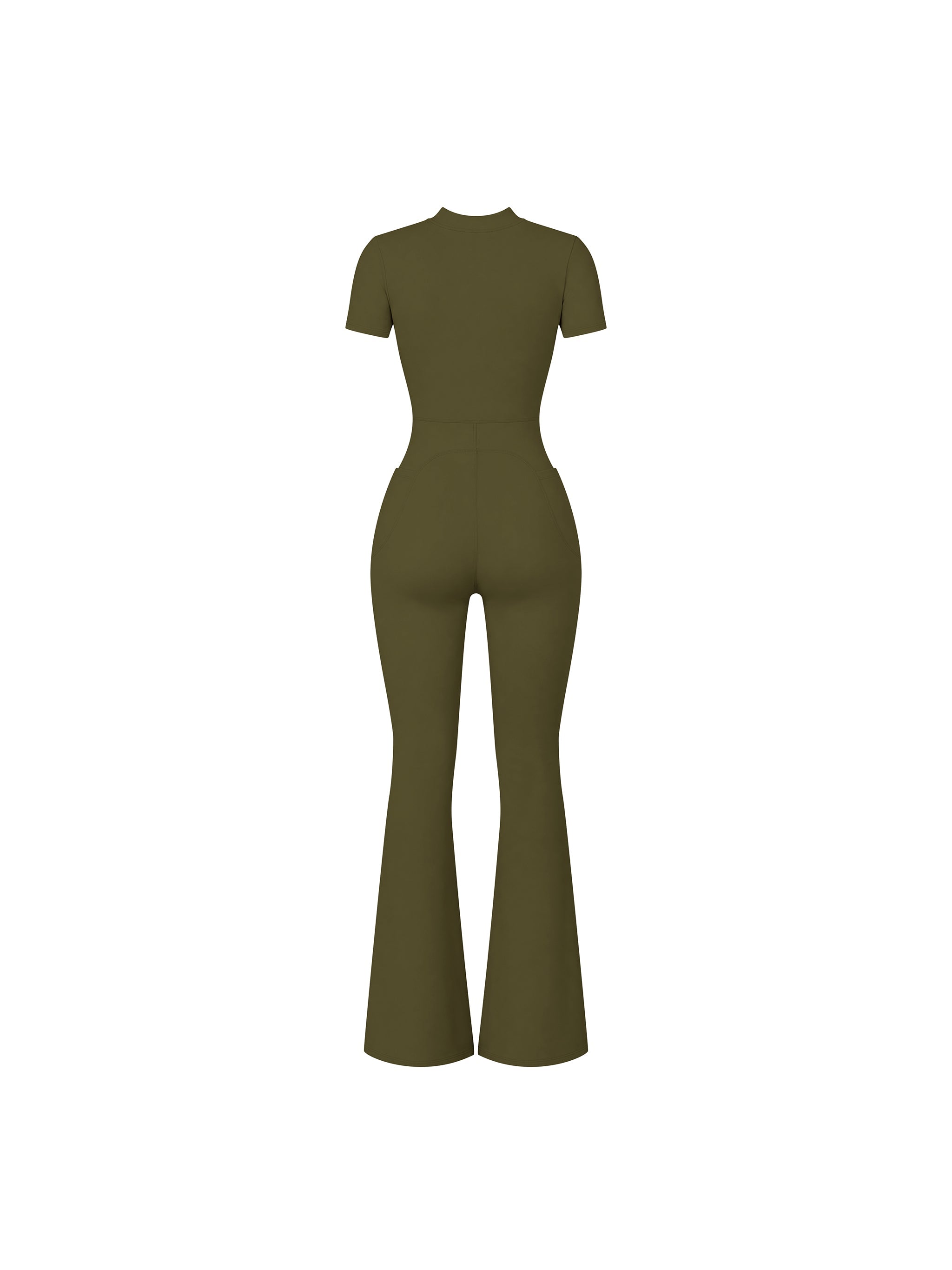 Women’s Tight Flared Leg Quarter-Zip Jumpsuit