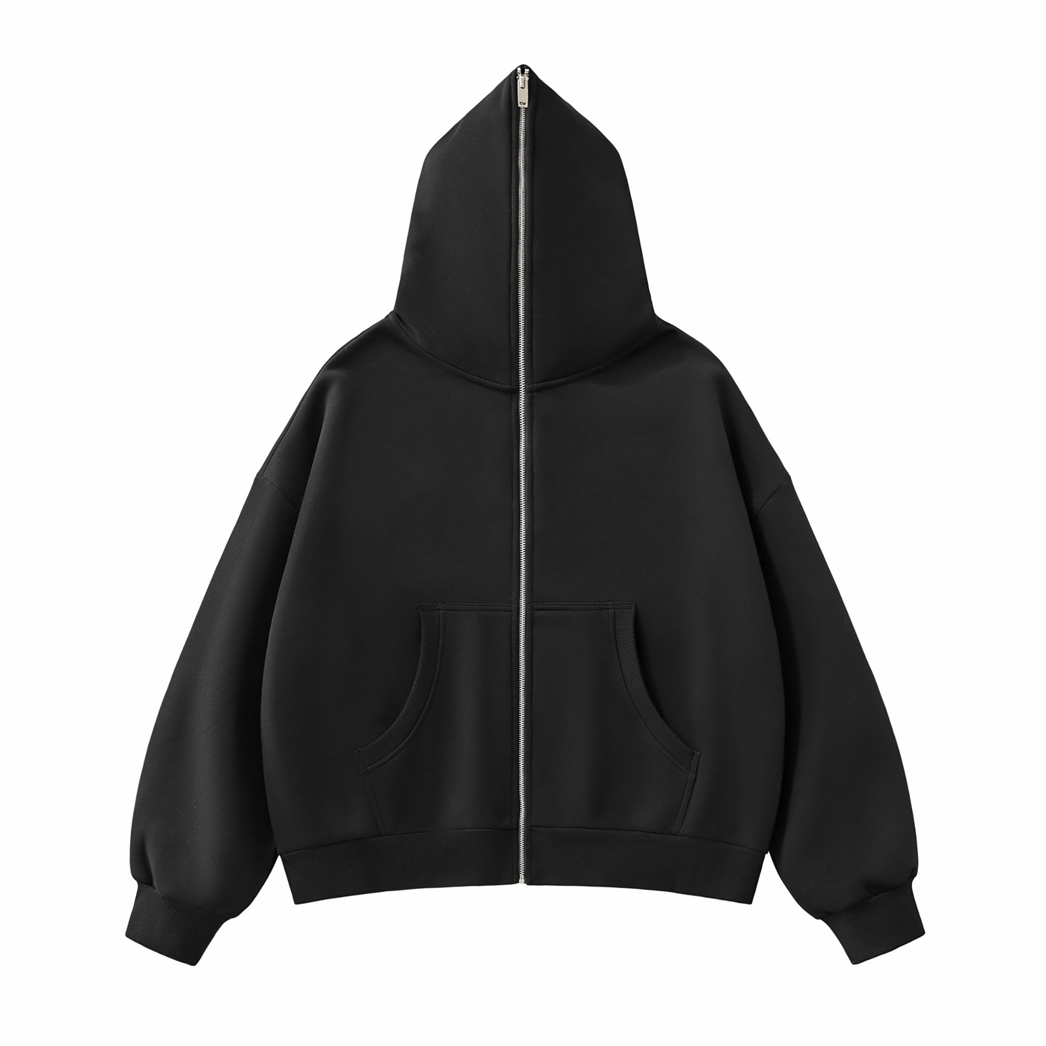 Fleeced Full-Zip Boxy Hoodie