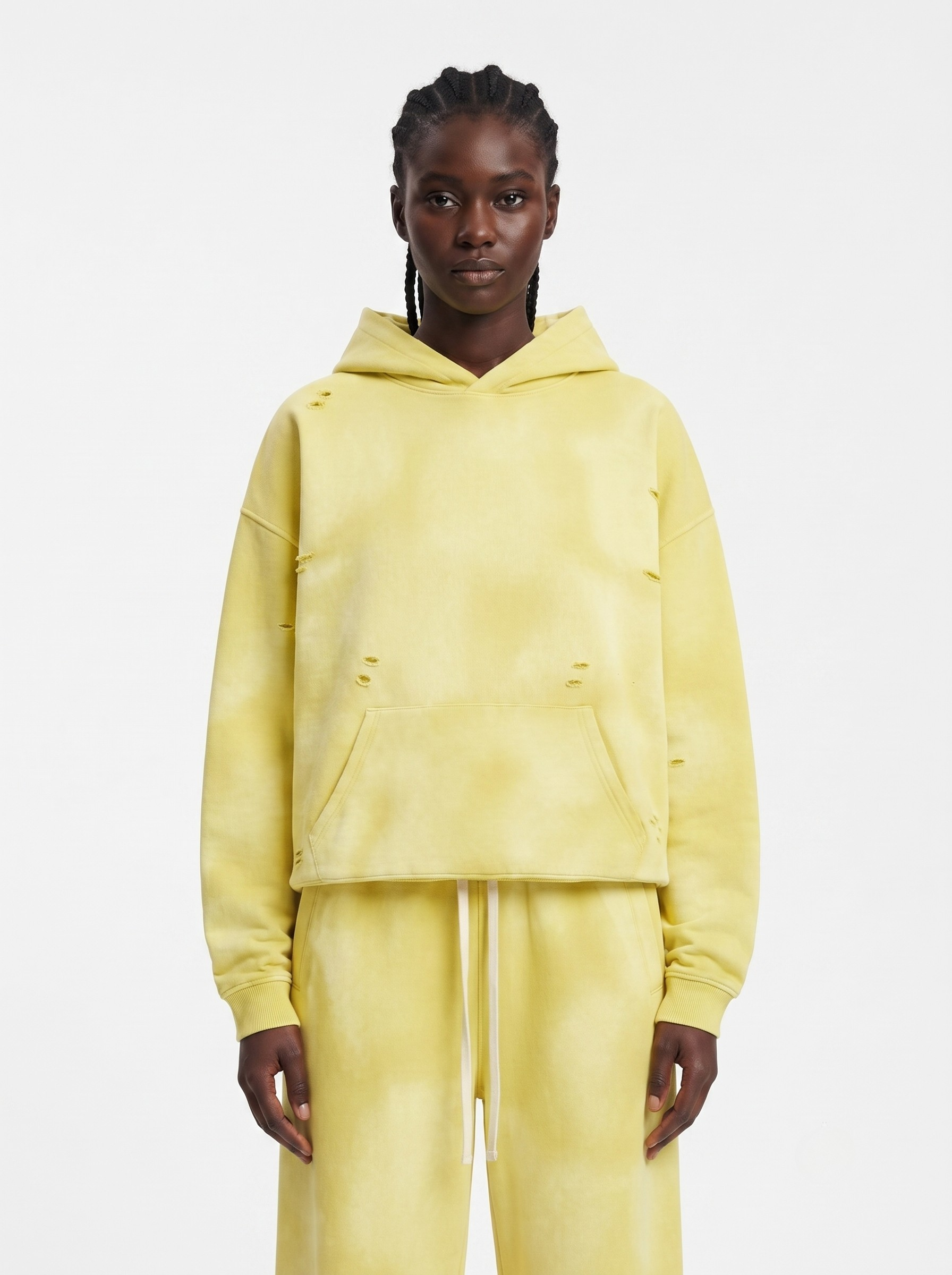 Unisex Sunfade Frayed Fleece Hoodie