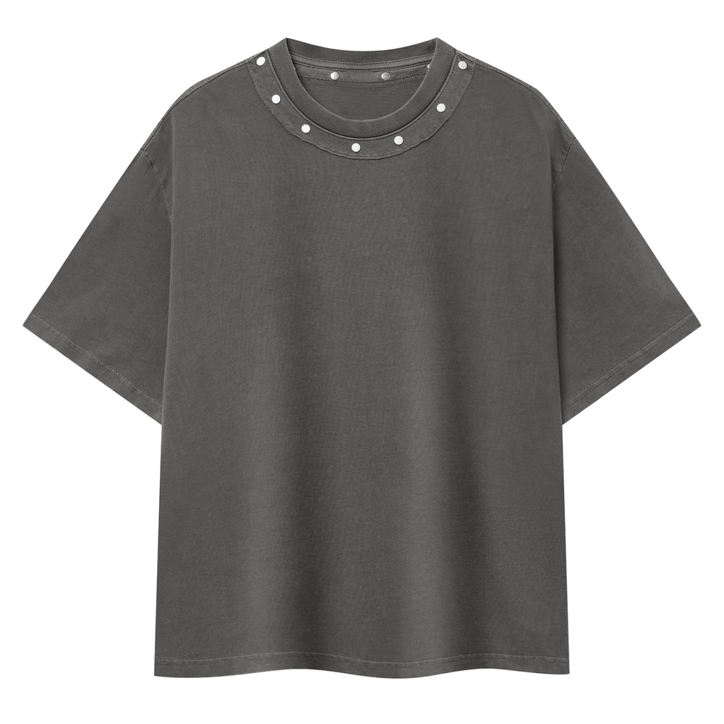 Unisex Washed Boxy Studded T-Shirt