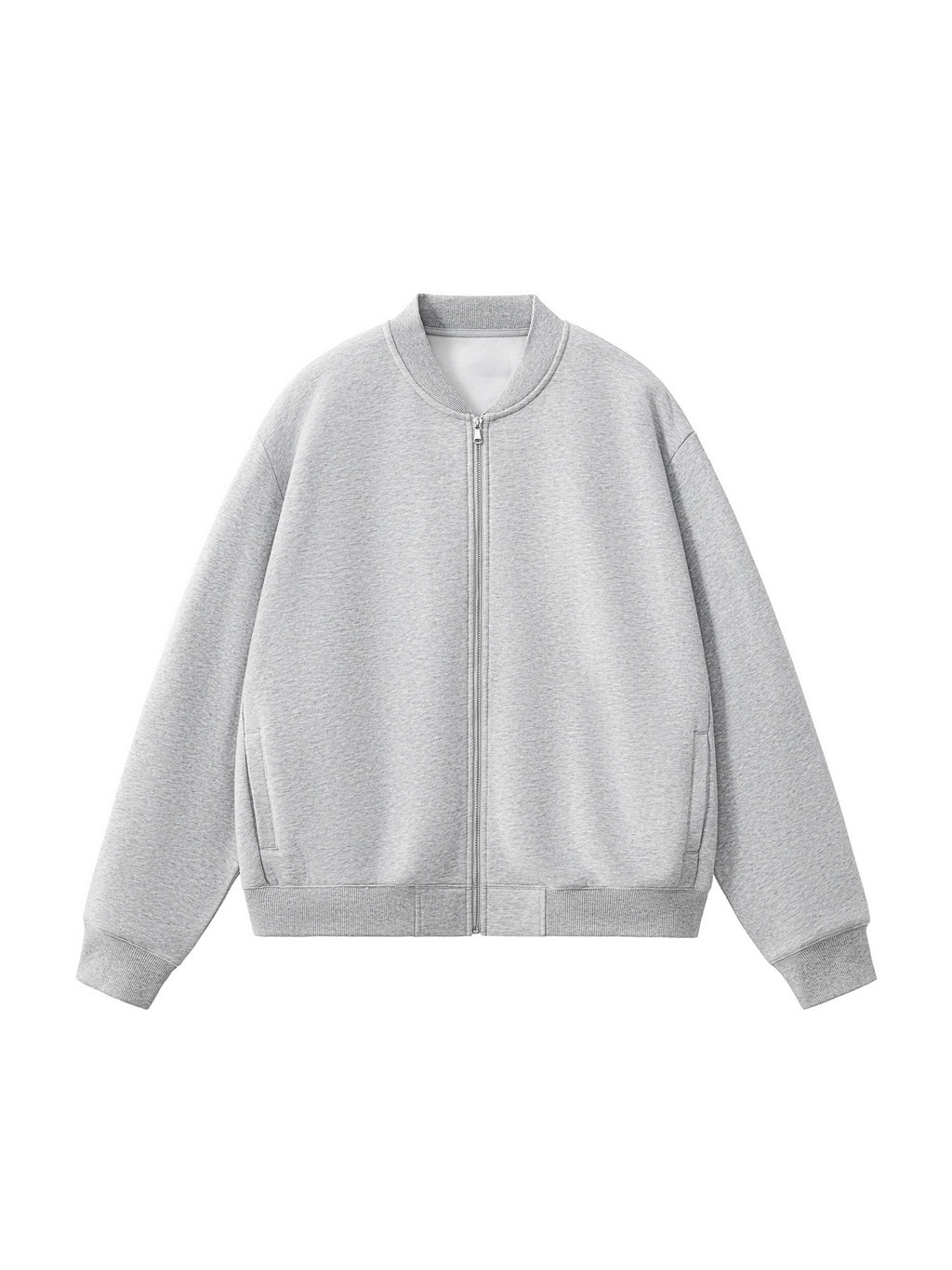 Essential Zip-Up Fleeced Varsity Jacket
