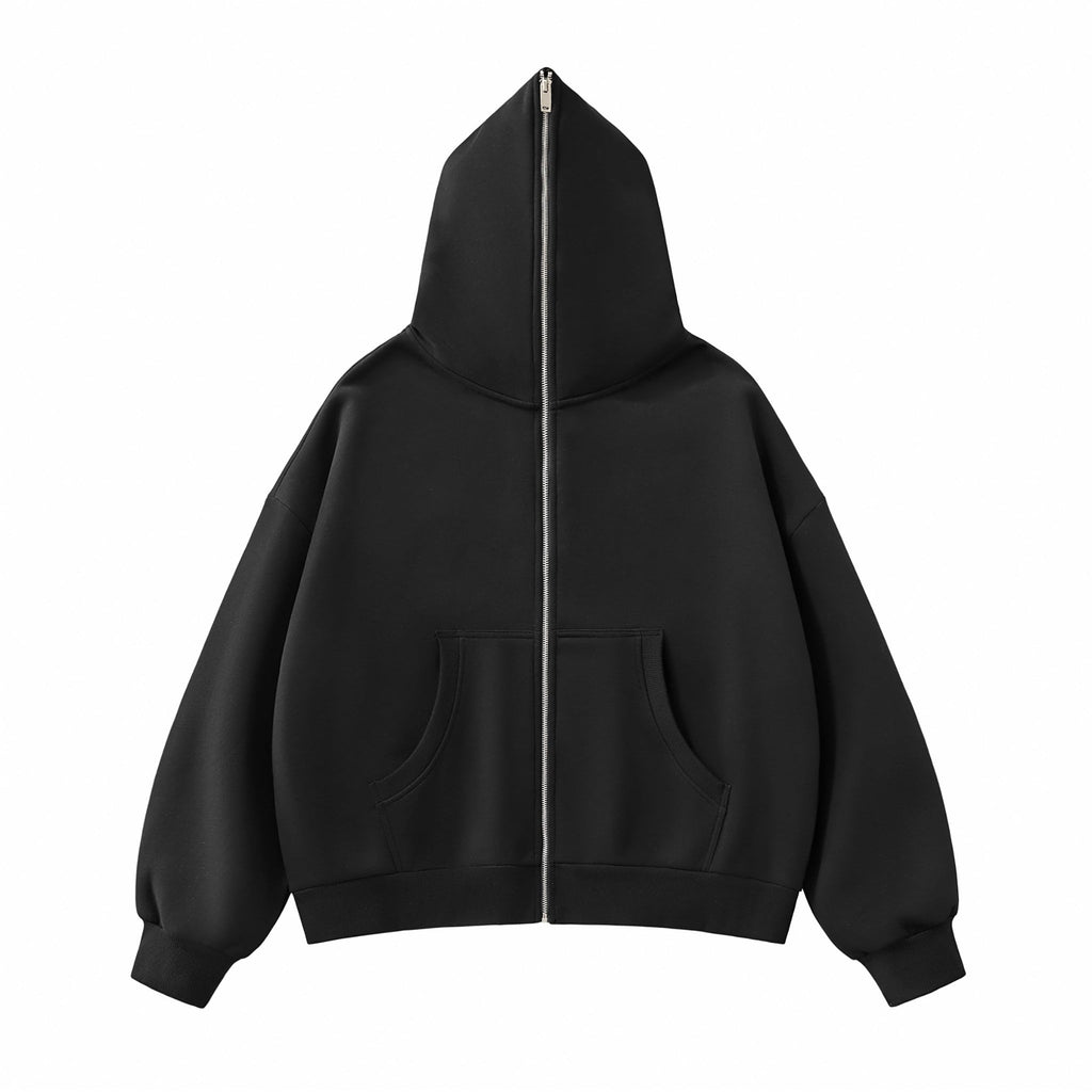 Fleeced Full-Zip Boxy Hoodie