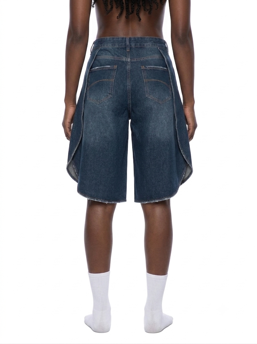Unisex Wide Leg Denim Shorts