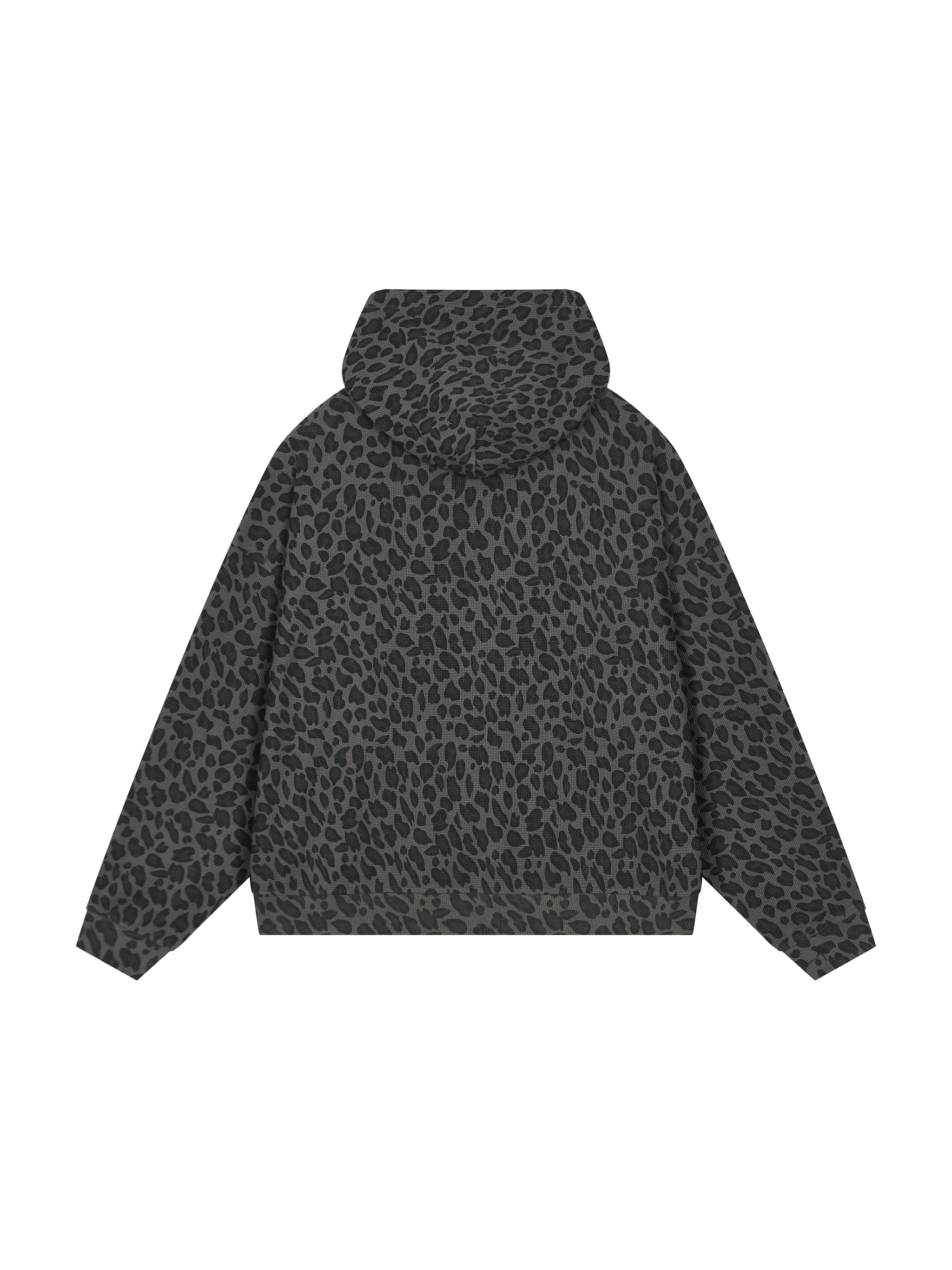 Unisex Leopard Print Waffle Full Zip Hoodie