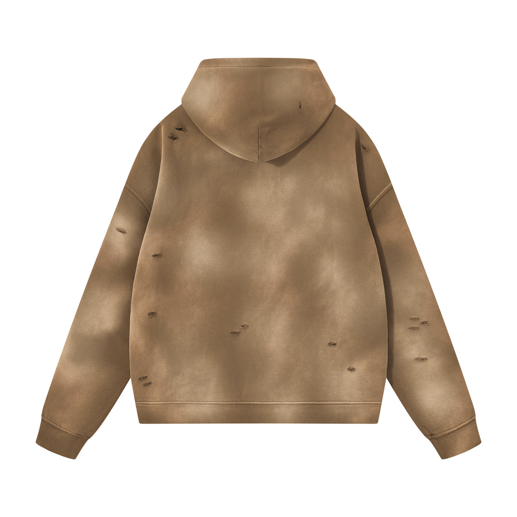 Unisex Sunfade Frayed Fleece Hoodie