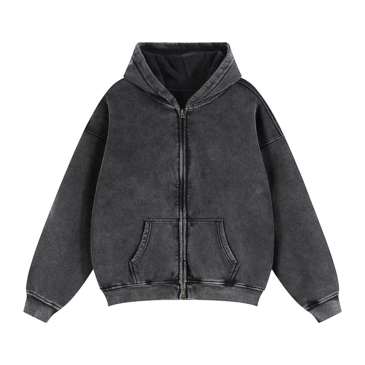 Zip-Through Boxy Fleece Hoodie