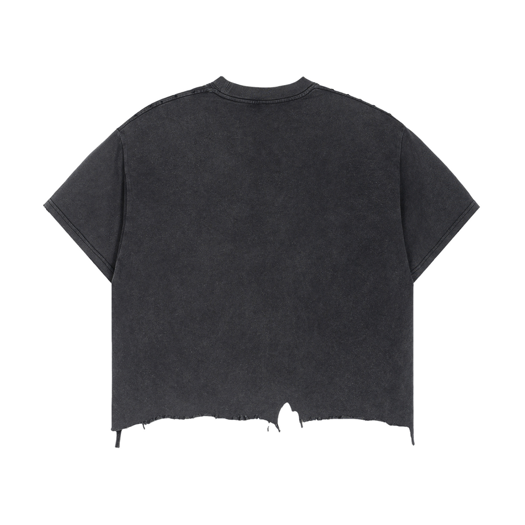 Vintage Wash Boxy Distressed Hem T-Shirt