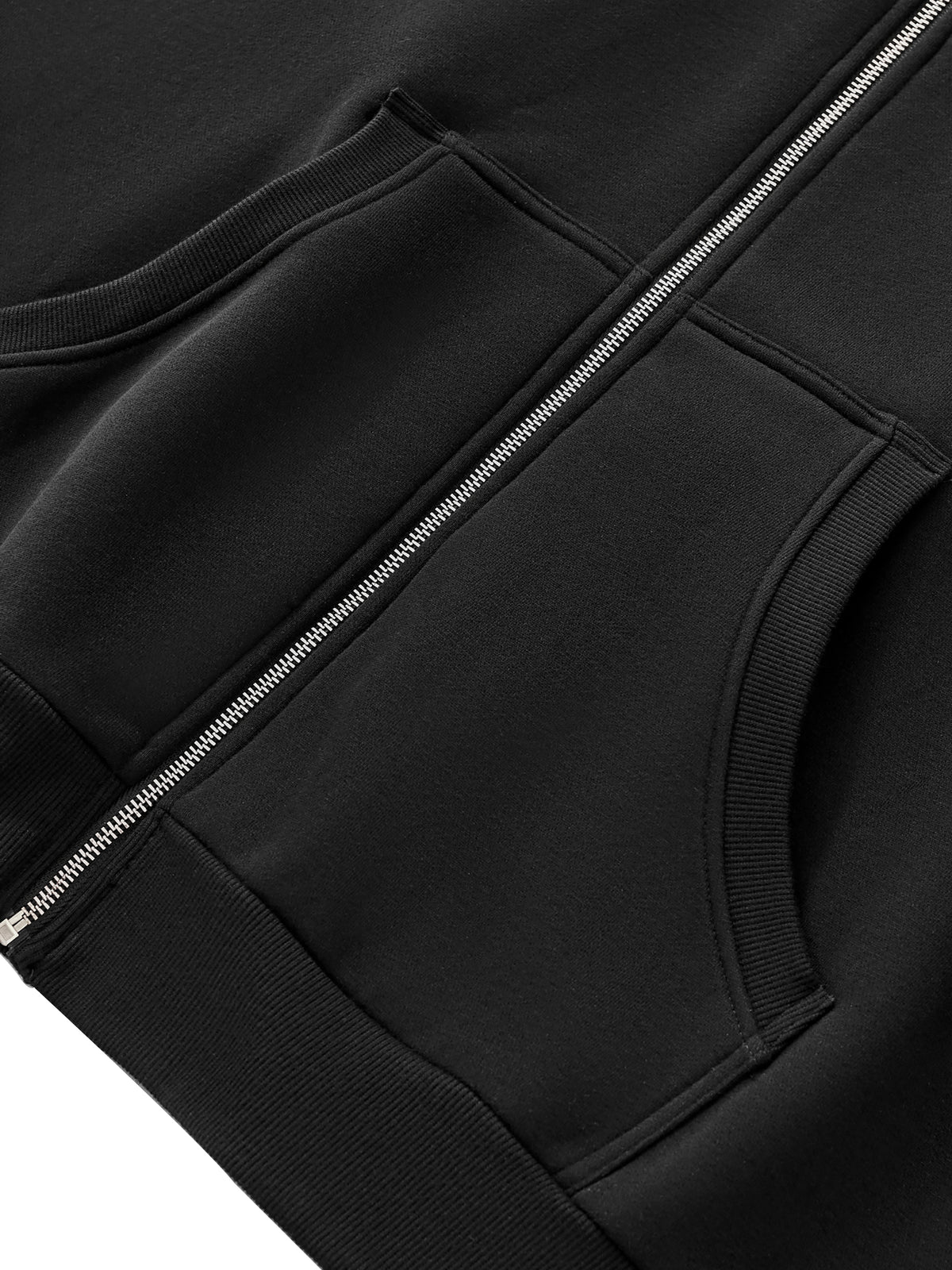 Fleeced Full-Zip Boxy Hoodie