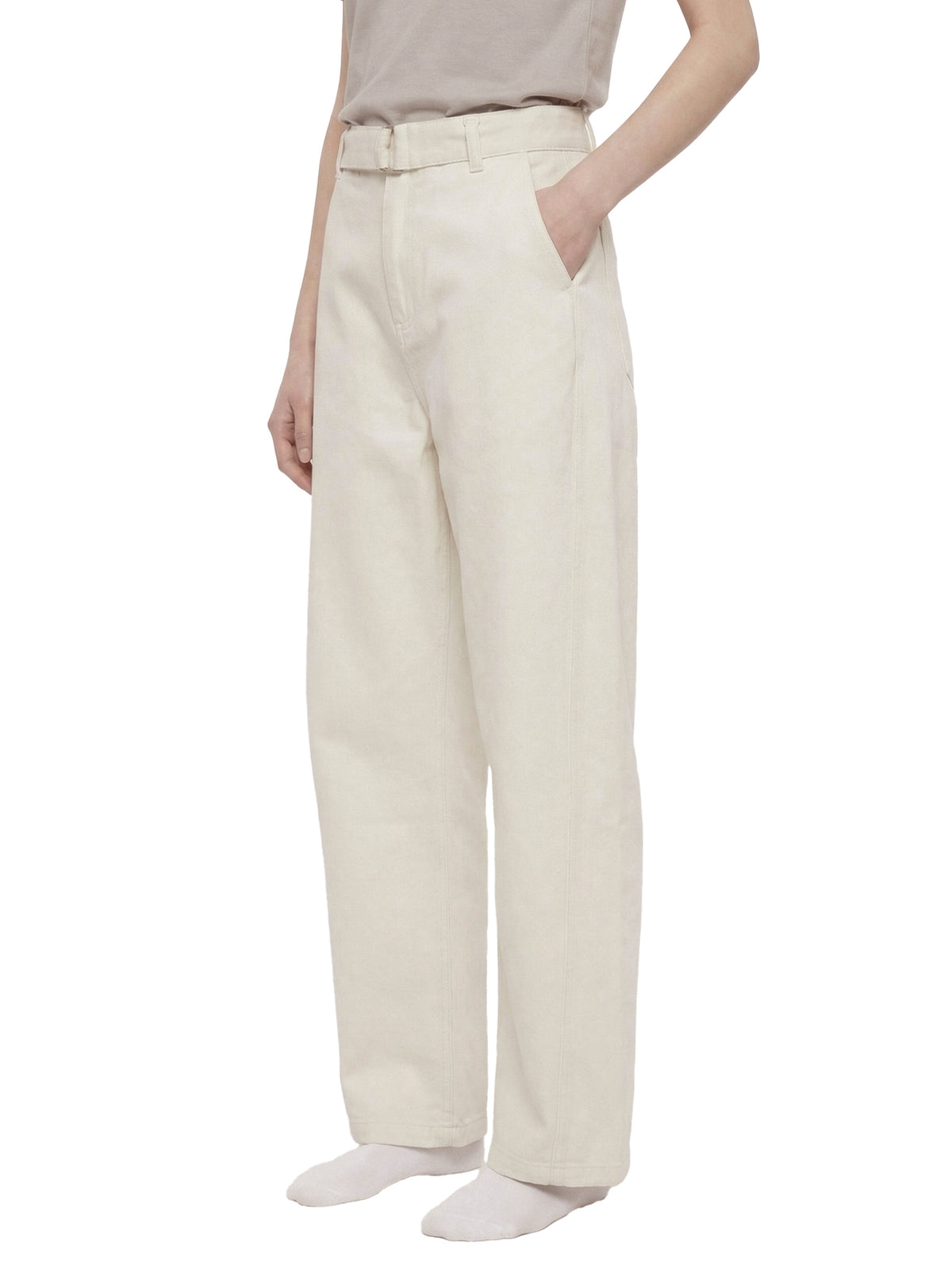 Belted Barrel-leg Chino Pants