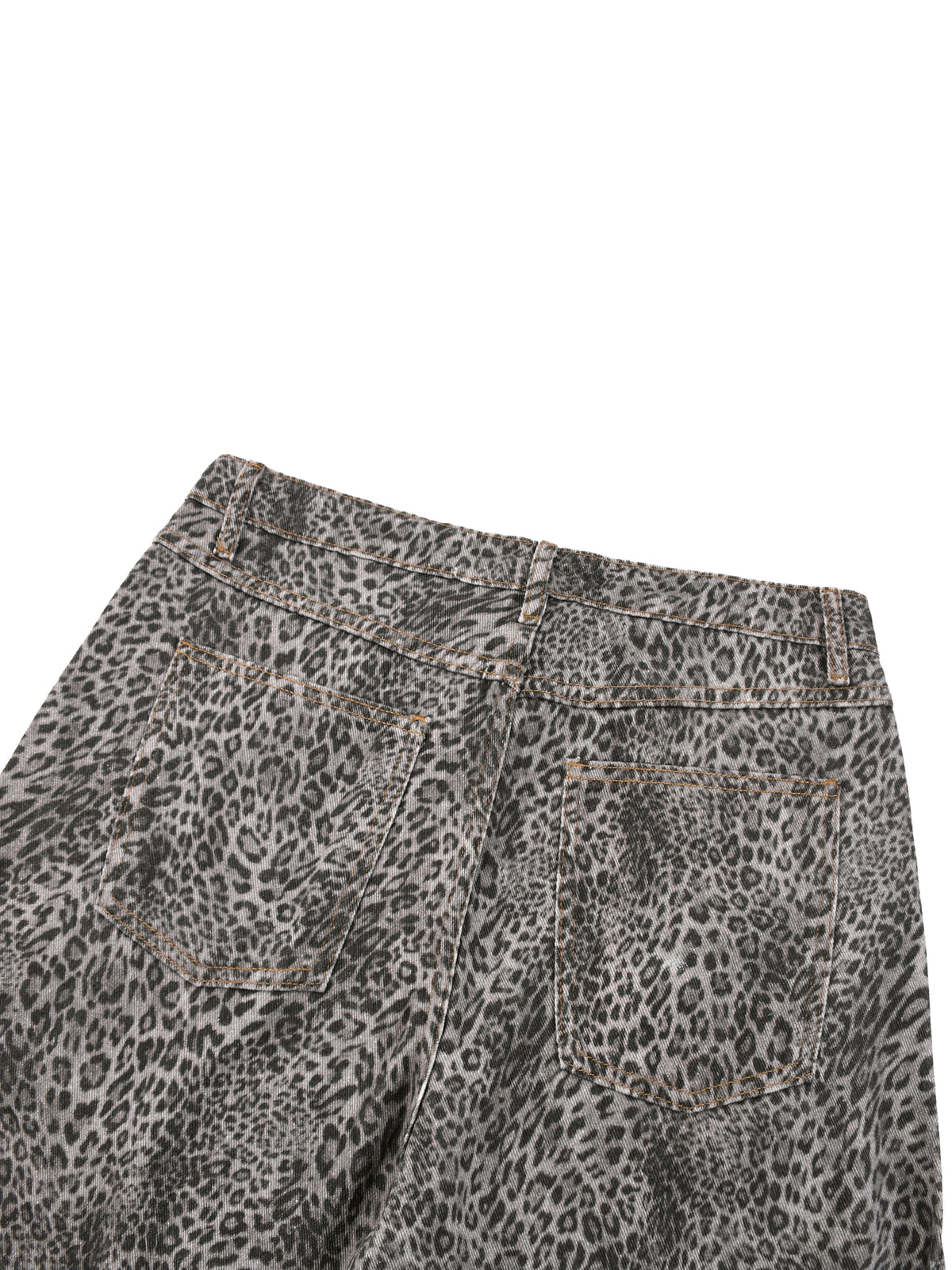 Unisex Vintage Wash Leopard Wide Leg Jeans
