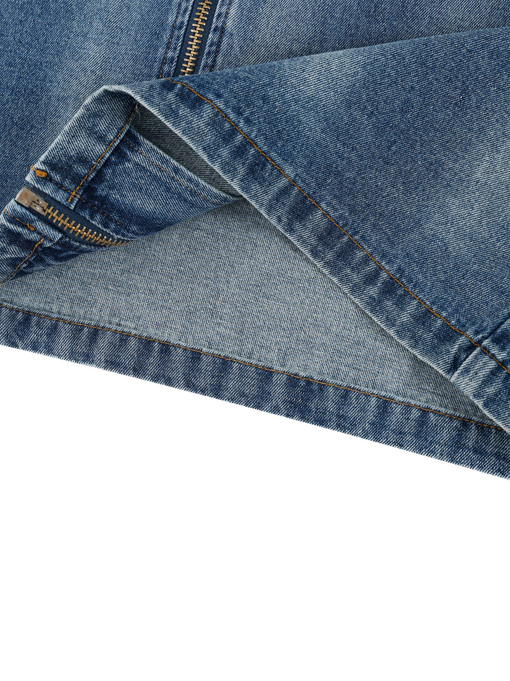 Unisex Vintage Washed Full-Zip Denim Shirt