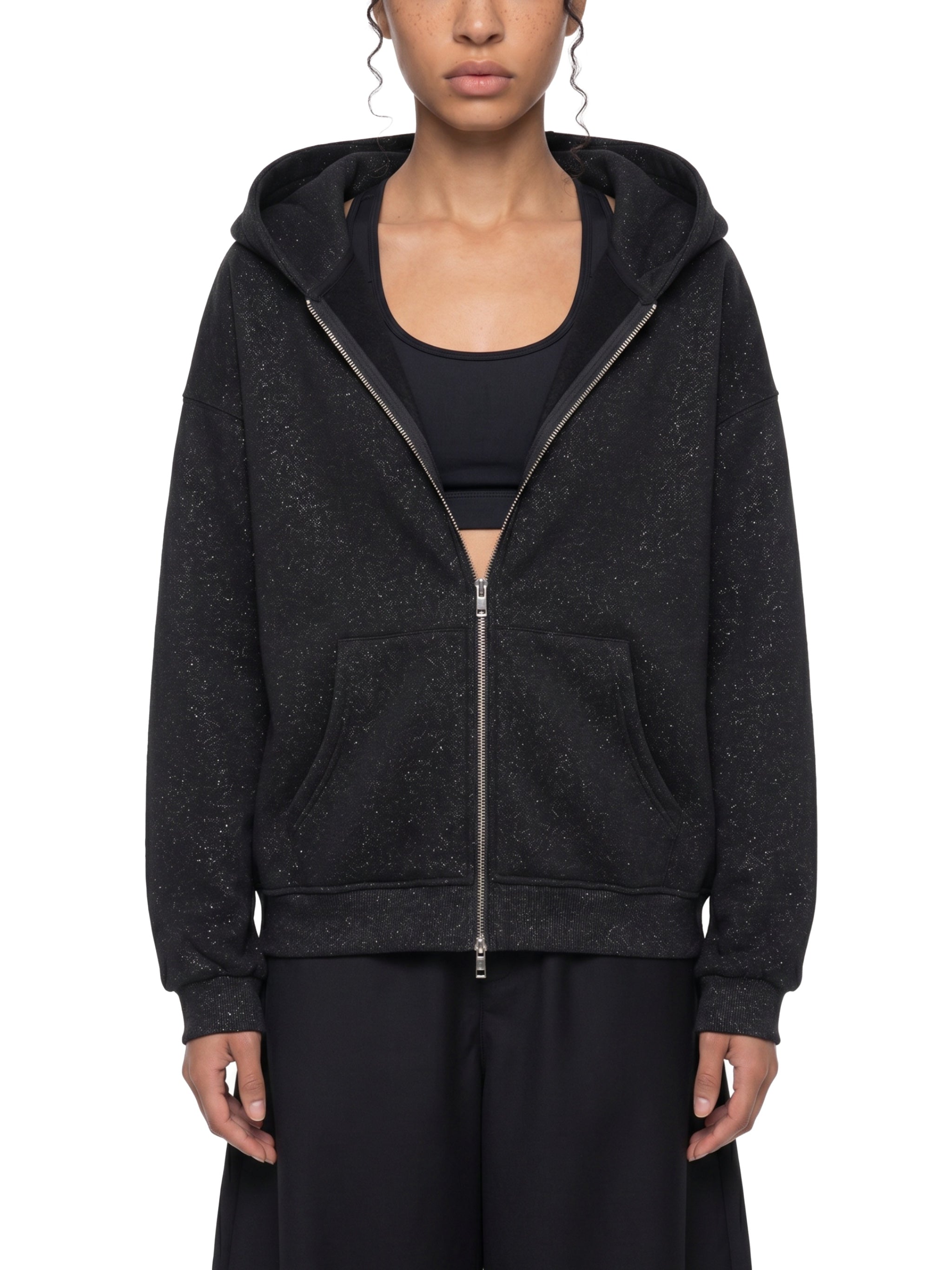Unisex Sparkles Full Zip Boxy Hoodie